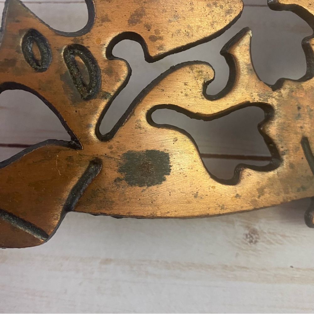 Vintage Copper Plated Cast Iron Pig Trivet Wall Hanging - Picture 5 of 5